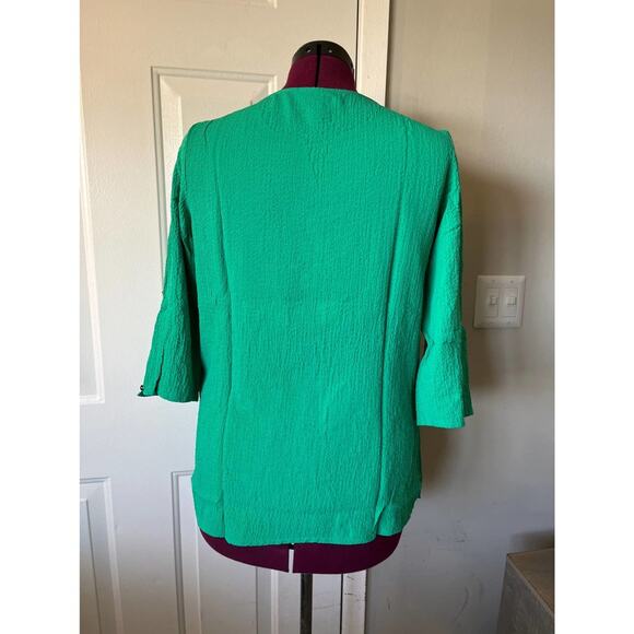 Alfred Dunner Cold Shoulder Tunic Blouse Top Split Neck Green Women's Si… - Picture 5 of 9